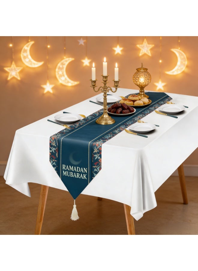 مفرش طاولة رمضان مبارك - زينة طاولة رمضان فوانيس المسجد الإسلامية - مستلزمات زينة حفلة رمضان مبارك 2026 - Image 4